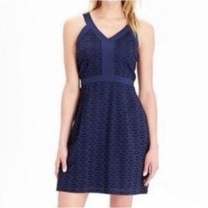 Old Navy Embroidered Navy V-neck Mini Dress